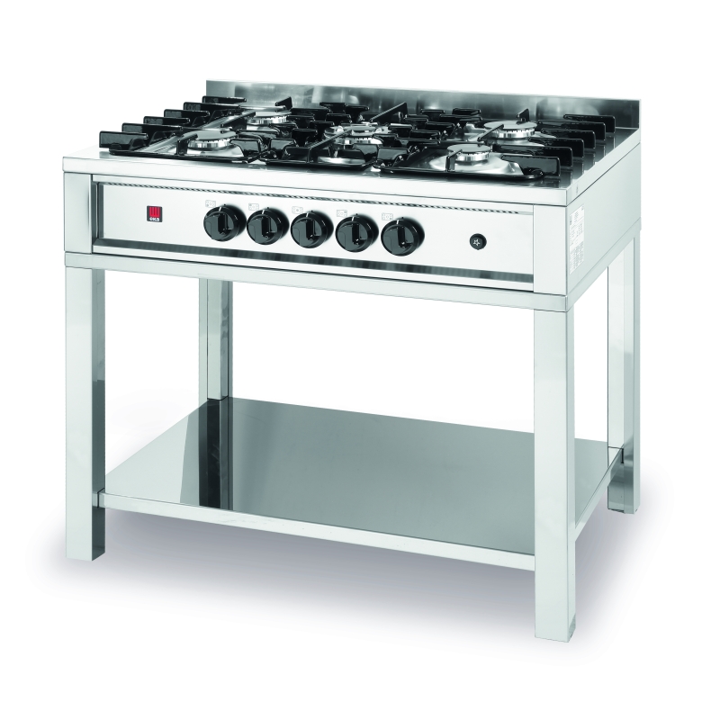 Gas cooker - 5 burners, open stand