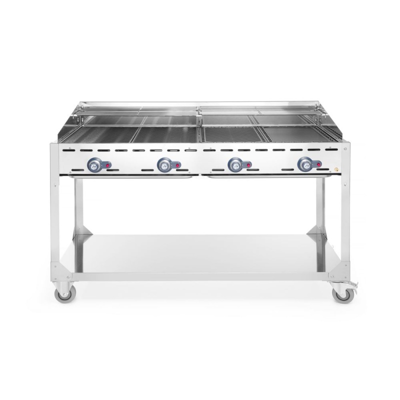 Гриль газовый Green Fire Profi Line - 4 горелки, HENDI, Profi Line, база с полкой для колес , серый, 22kW, 1400x612x(H)825мм
