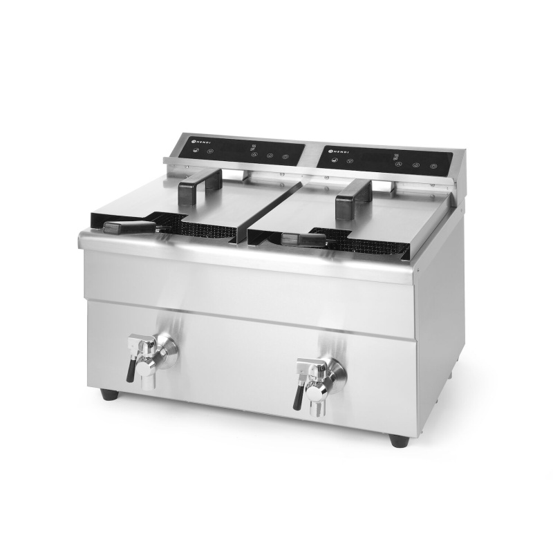 Induction deep fryer with drain tap - 2 x 8 l, HENDI, Profi Line, 16L, 230V/7000W, 580x485x(H)406mm