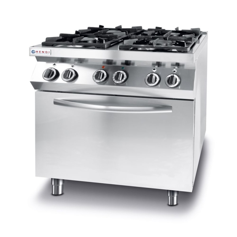 Плита газовая 4-х конфорочная Kitchen Line с электрическим конвекционным духовым шкафом GN 1/1, HENDI, Kitchen Line, 230В/3000Вт, 19kW, 800x722x(H)900мм