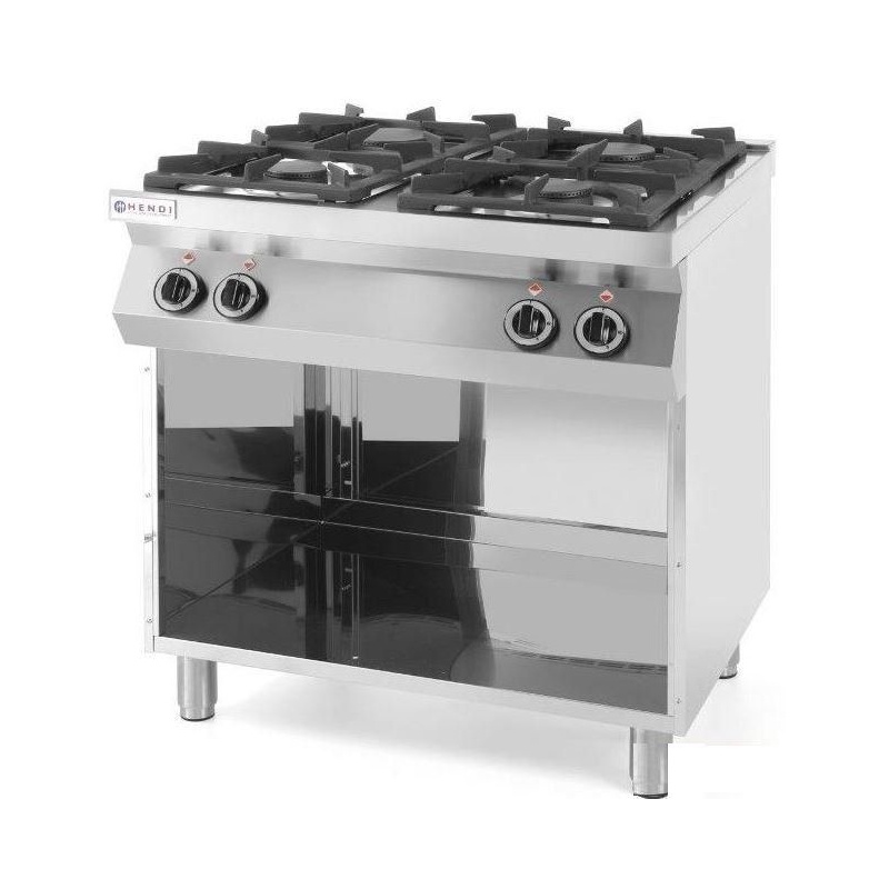 Газовая плита Kitchen Line 4-конфорочная открытая подставка, HENDI, Kitchen Line, 19kW, 800x700x(H)900мм