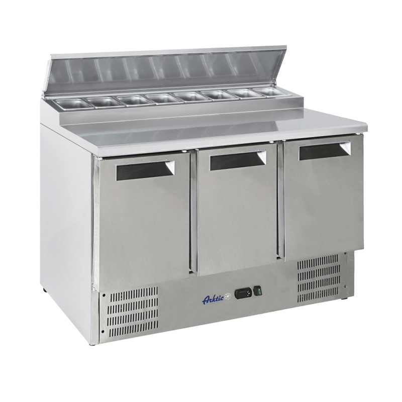 3-Door refrigerated counter with superstructure, Arktic, 1365x695x(H)955mm