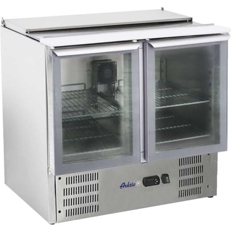 2-door cooling counter with tilt cover, Arktic, 247L, 230V/145W, 900x700x(H)860mm