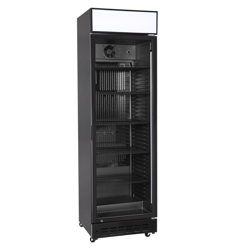 Tagabaari külmkapp, ühe klaasuksega, Arktic, Reklaampaneel LED-valgusti ja lülitiga , 274L, Must, 230V/250W, 600x577x(H)2029mm
