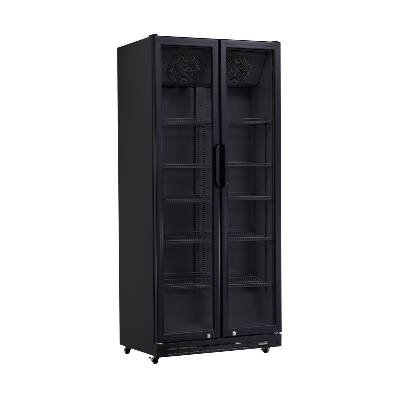 Kahe klaasuksega tagabaari külmkapp, Arktic, 437L, Must, 230V/510W, 870x605x(H)1996mm