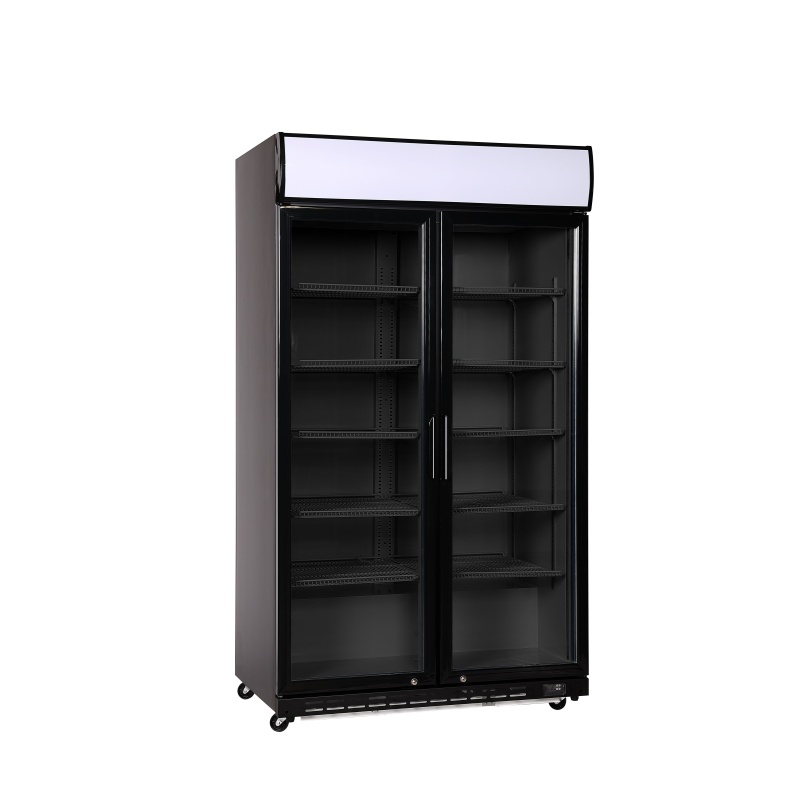 Kahe klaasuksega tagabaari külmkapp, Arktic, Reklaampaneel LED-valgusega, 827L, Must, 230V/480W, 1130x720x(H)2023mm
