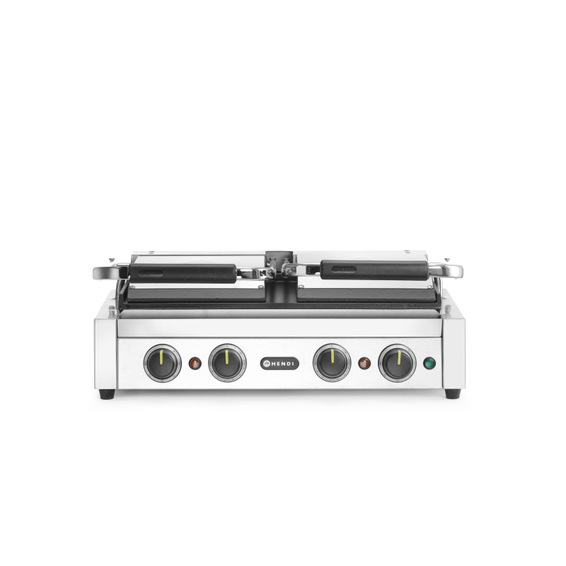 Kahekordne kontaktgrill taimeriga, HENDI, Hõbedane, 220-240V/3600W, 570x375x(H)216mm, Ristkülikukujuline