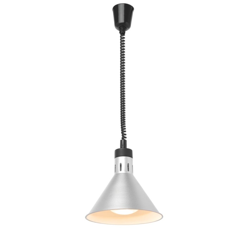 Rise and fall heat lamp conical, HENDI, Silver, 230V/250W, ⌀275x(H)250mm