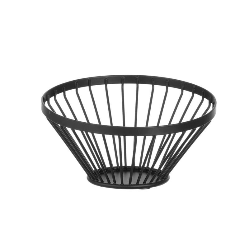 Fruit basket angled round black, HENDI, ⌀150x(H)80mm