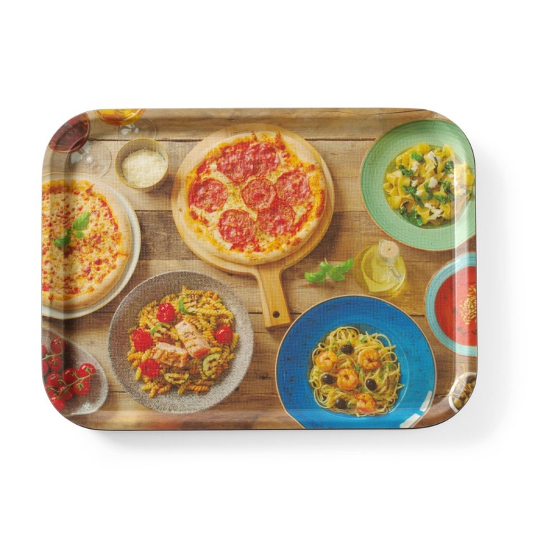 Non-slip serving tray, printed, HENDI, pizza & pasta, 330x430mm