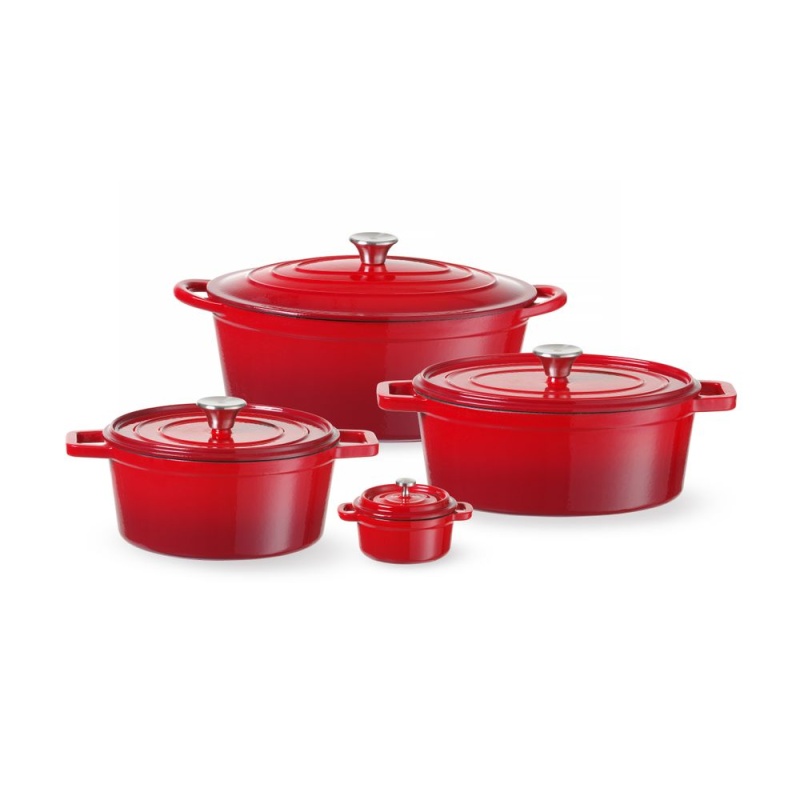 Cast iron casserole enamelled, HENDI, 0,27L, Red, 130x100x(H)48mm