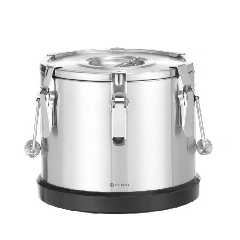 Insulated stainless steel food transport container Kitchen Line., HENDI, Kitchen Line, 10L, Silver, ⌀300x(H)265mm