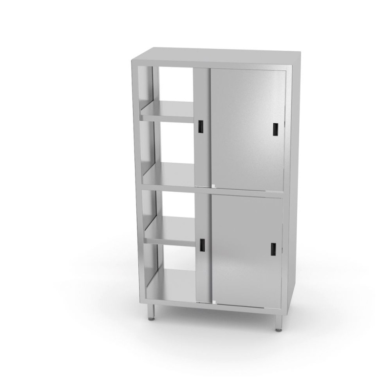Pass-through cupboard with partition and sliding doors – bolted, HENDI, Kitchen Line, 1000x600x(H)1800mm
