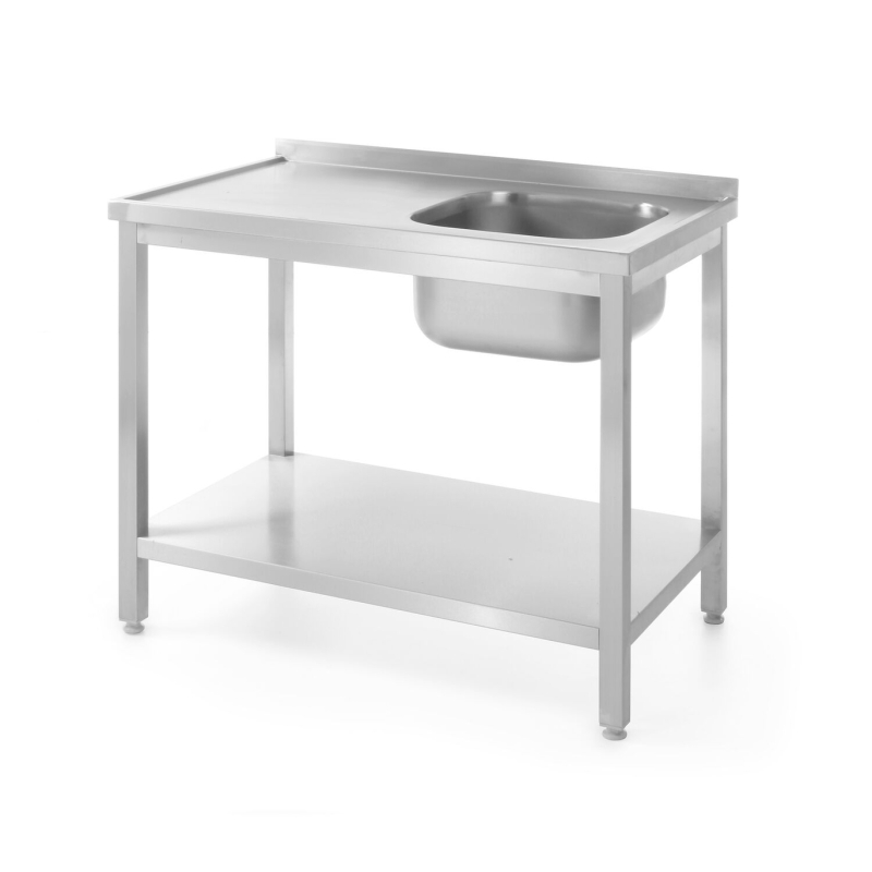 Single sink table with shelf, HENDI, Kitchen Line, 1000x700x(H)850mm