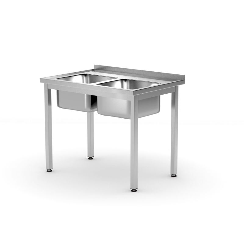 Two sink table - for self-assembly, HENDI, Kitchen Line, 1000x600x(H)850mm