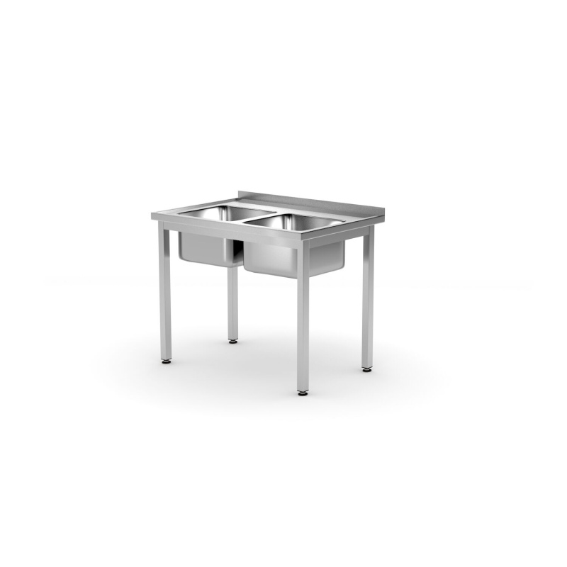Стол с 2 мойками – на болтах, глубина 700 мм, HENDI, Kitchen Line, 1000x700x(H)850мм