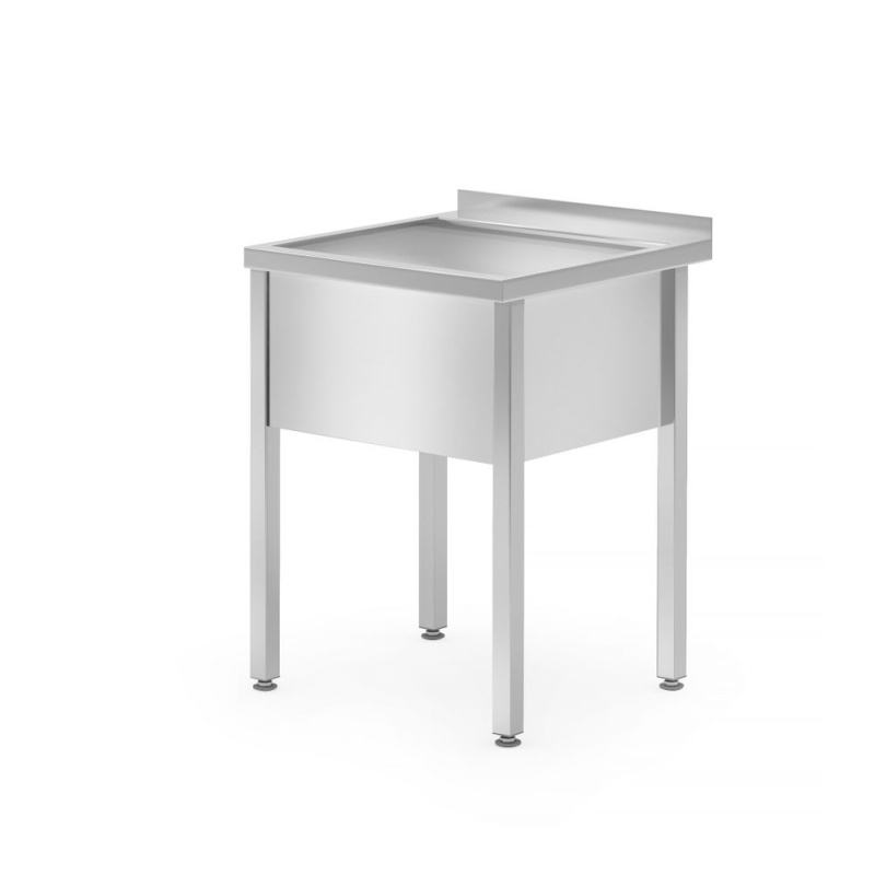 Table with single wash trough – welded, depth 600 mm, chamber height 300 mm, HENDI, Profi Line, 600x600x(H)850mm