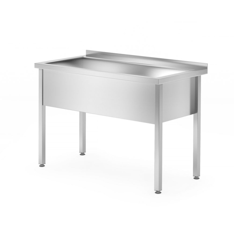 Table with single wash trough – welded, depth 600 mm, chamber height 400 mm, HENDI, Profi Line, 1000x600x(H)850mm