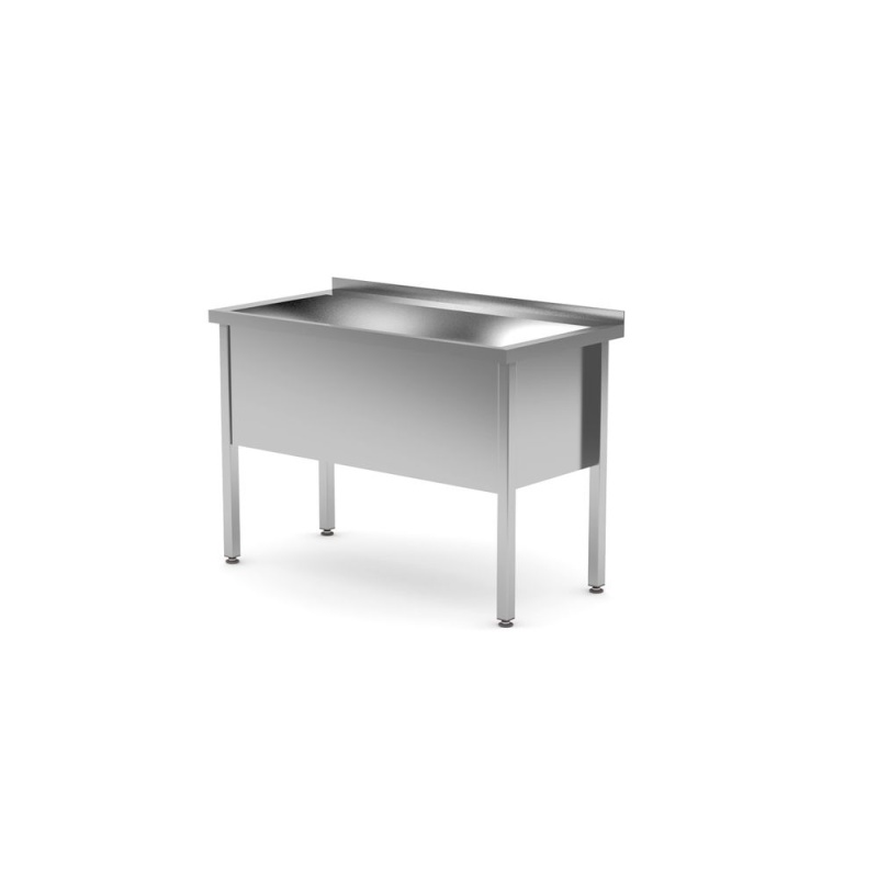 Table with single wash trough – welded, depth 600 mm, chamber height 400 mm, HENDI, Profi Line, 1200x600x(H)850mm