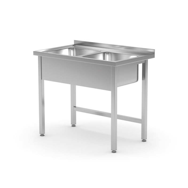 Стол с 2 мойками – сварной, HENDI, Kitchen Line, 1000x600x(H)850мм