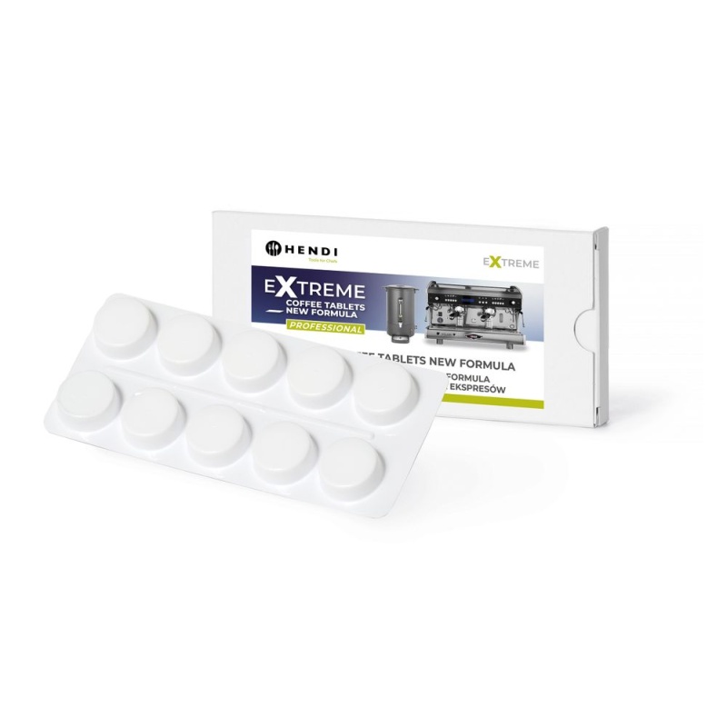 Extreme Coffee Tablets NEW FORMULA профессиональный моющий препарат для кофемашин, HENDI, 10 таблеток в блистере