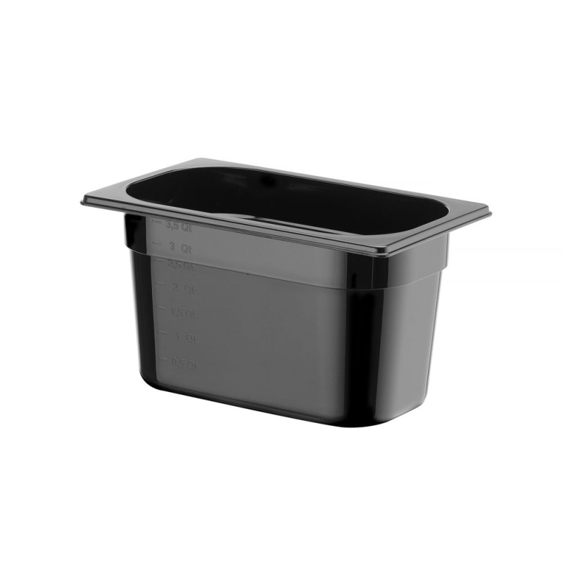Гастроёмкость GN 1/4 из чёрного поликарбоната, HENDI, Profi Line, GN 1/4, 4л, черный, 265x162x(H)150мм