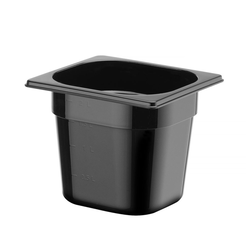 Container GN 1/6 black polycarbonate, HENDI, Profi Line, GN 1/6, 2,4L, Black, 176x162x(H)150mm
