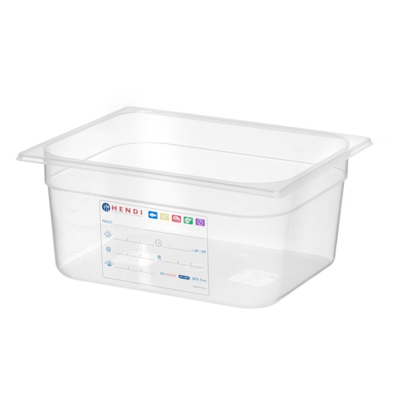 Гастроёмкость GN 1/2 HACCP, HENDI, GN 1/2, 9,5л, прозрачный, 325x265x(H)150мм