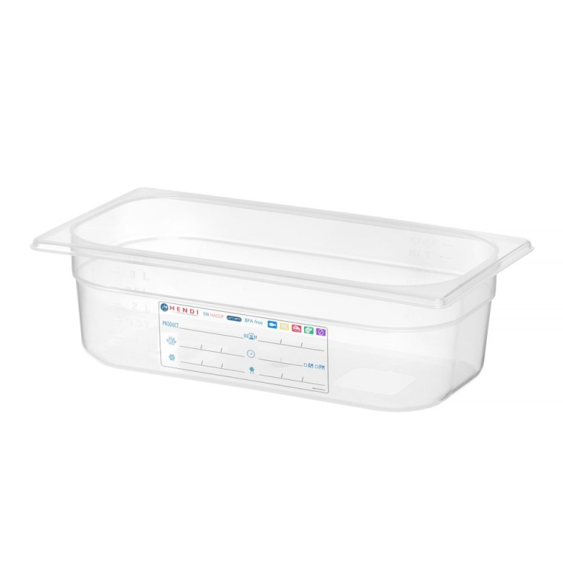 Гастроёмкость GN 1/3 HACCP, HENDI, GN 1/3, 4л, прозрачный, 325x176x(H)100мм