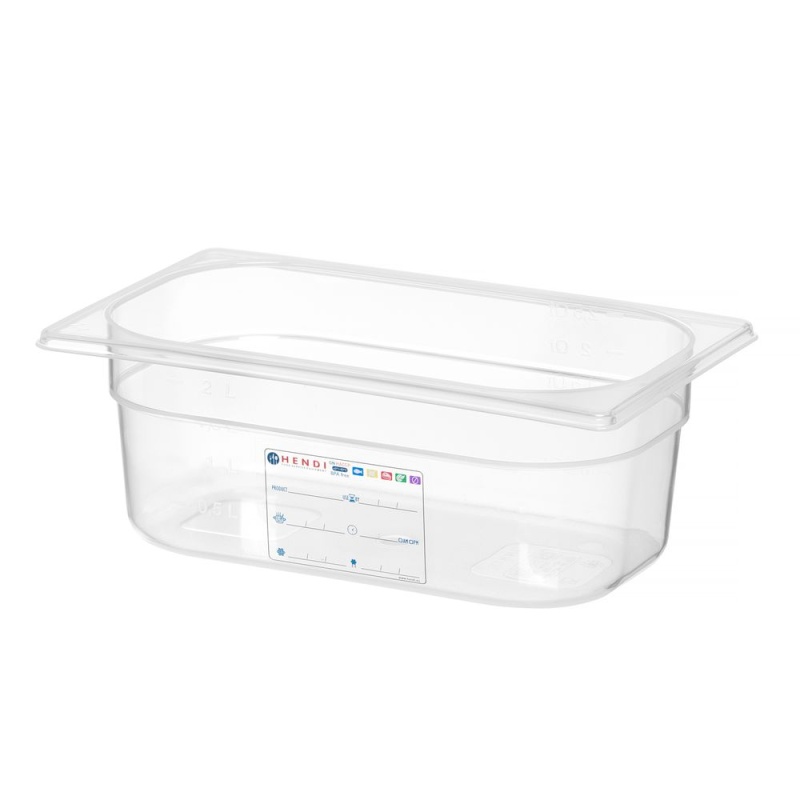Гастроёмкость GN 1/4 HACCP, HENDI, GN 1/4, 2,8л, прозрачный, 265x162x(H)100мм