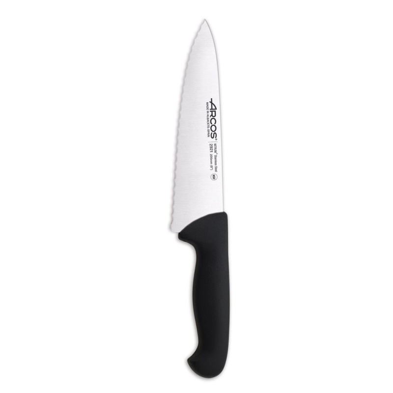 Chef knife, serrated, 2900 series, Arcos, Black, (L)333mm