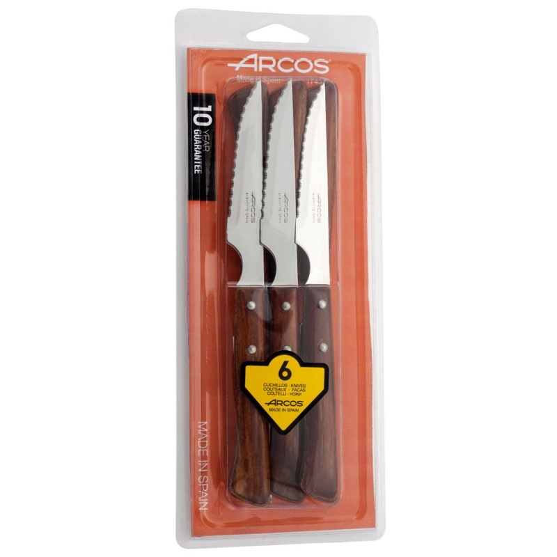Нож для стейка – комплект из 6 шт., серия FOREST, Arcos, древесина, 6 шт., (L)220мм