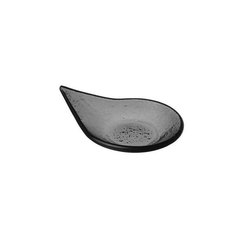 Vetro fingerfood rain drop black glass dish, 80x100mm