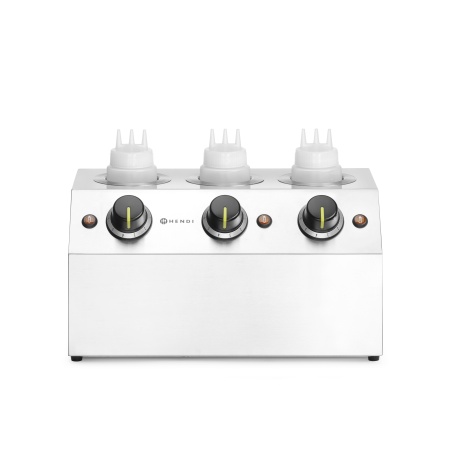 Sauce warmer, HENDI, Triple - 3x0,65L, Silver, 220-240V/600W, 395x239x(H)211mm