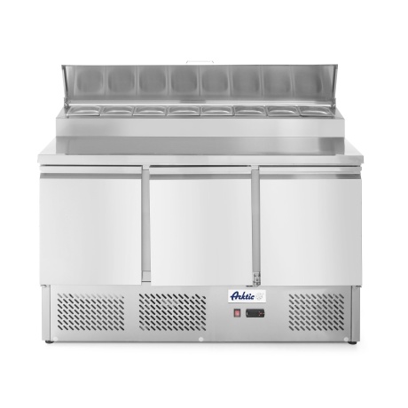Three door salad counter with raised GN display 380L, Arktic, 253L, 230V/310W, 700x1380x(H)1105mm