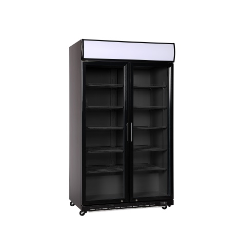 Back bar refrigerator, double-door, Arktic, Canopy with LED light, 827L, Black, 230V/480W, 1130x720x(H)2023mm