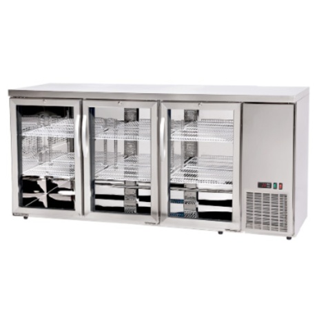 Refrigerated bar counter, glass doors, Arktic, 6 shelves, 493L, Silver, 230V/185W, 1826x631x(H)865mm