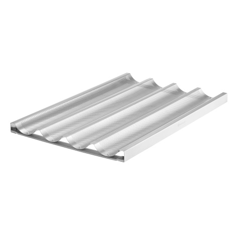 Baguette tray, HENDI, 4 slots, Silver, 600x400mm