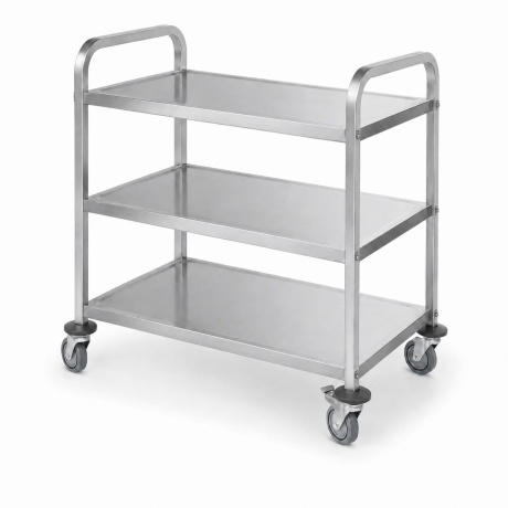 Serving trolley, slim, bolted, HENDI, Silver, 745x398x(H)810mm