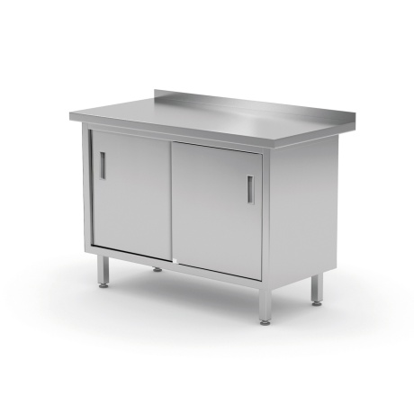 Work cabinet with sliding doors, bolted, HENDI, Profi Line, Silver, 1400x600x(H)850mm