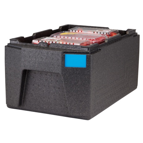 Professional grade insulated carrier CAM GOBOX, top-loaded, 46 L, GN 1/1., Cambro, Black, 680x400x(H)321mm