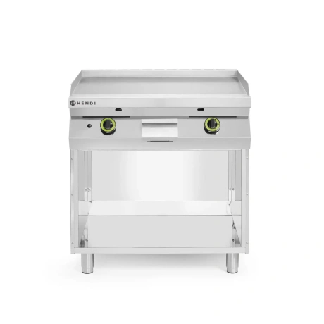 Gas grill hob, smooth, on a cabinet enclosed on 3 sides, HENDI, Kitchen Line, 2 heating zones, each with 3 burners, total power: 10 kW, 10kW, 800x700x(H)900mm