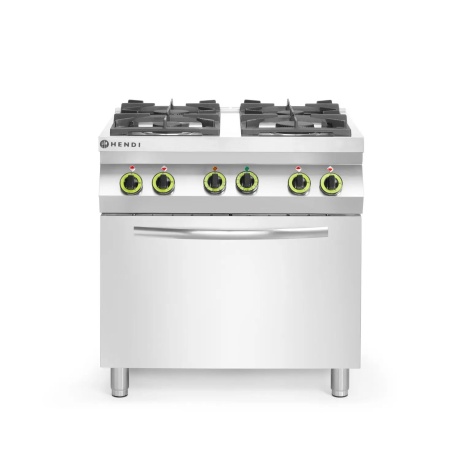 Gas cooker 4-burner with convection oven GN 1/1, HENDI, Kitchen Line, 230V/3000W, 19kW, 800x722x(H)900mm