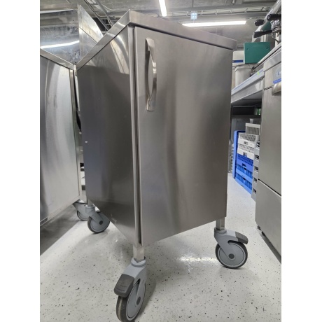 Stainless steel waste container on wheels