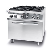 Плита газовая 4-х конфорочная Kitchen Line с электрическим конвекционным духовым шкафом GN 1/1, HENDI, Kitchen Line, 230В/3000Вт, 19kW, 800x722x(H)900мм