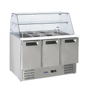 Стол холодильный для салатов 3-дверный с надставкой стеклянной, Arktic, 1365x695x(H)825mm