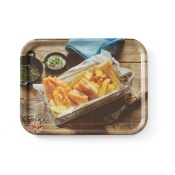 Нескользящий сервировочный поднос, принтованный, HENDI, tasty fish & chips, 330x430мм