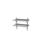 Double adjustable wall shelf, with two steel brackets, HENDI, 800x300x(H)600mm
