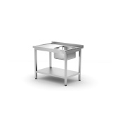 Single sink table with shelf, HENDI, Kitchen Line, 1000x700x(H)850mm