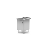 Single sink table with cabinet – welded, depth: 600 mm., HENDI, Profi Line, 600x600x(H)850mm